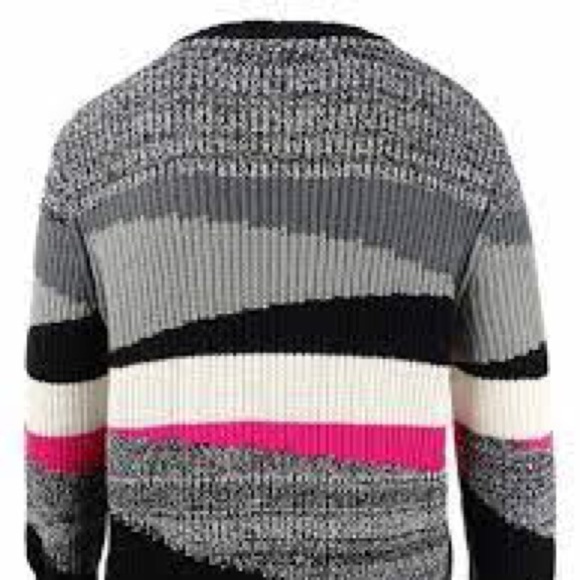 NWT DKNY Block Gray/Blk/ Wht Round Neck Long Sleeve Sweater Small - Picture 5 of 9